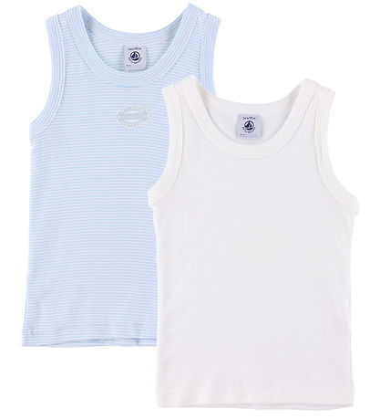 Petit Bateau Unterhemd - 2er-Pack - Weiß/Blau