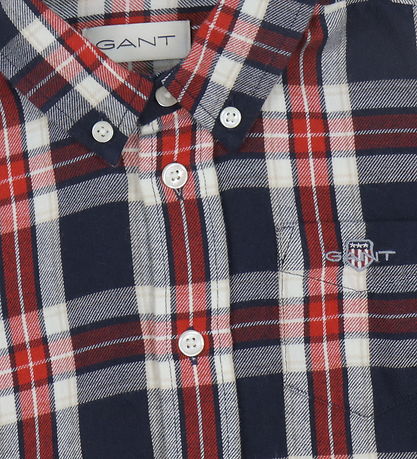 GANT Skyrta - Merkt Flannel - Evening Blue