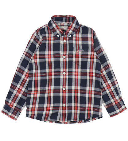 GANT Skyrta - Merkt Flannel - Evening Blue