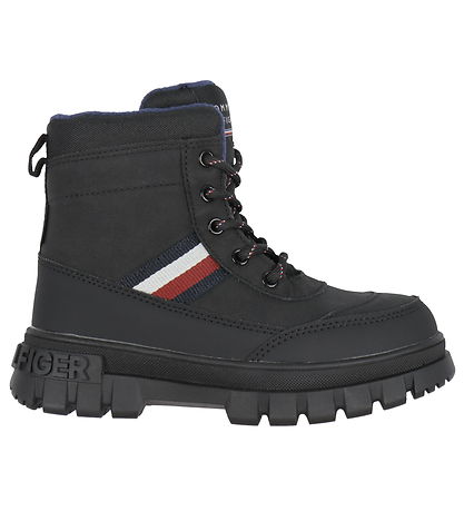 Tommy Hilfiger Talvikengät - Raidallinen turkis - Musta