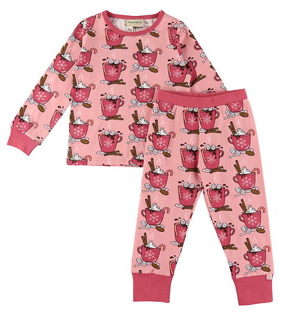 Småfolk Pyjama Set - 2 Parts - Bridal Rose w. Hot Chocolate