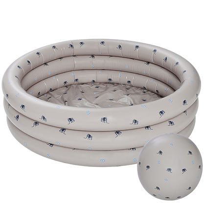 OYOY Kiddy Pool w. Beach Ball - 120x26 cm - Clay/Elephant