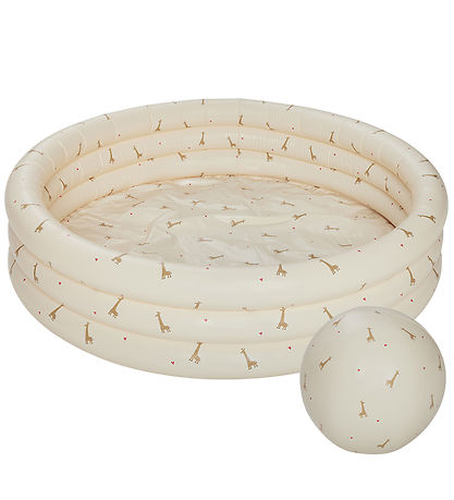 OYOY Kiddy Pool w. Beach Ball - 120x26 cm - Butter/Giraffe