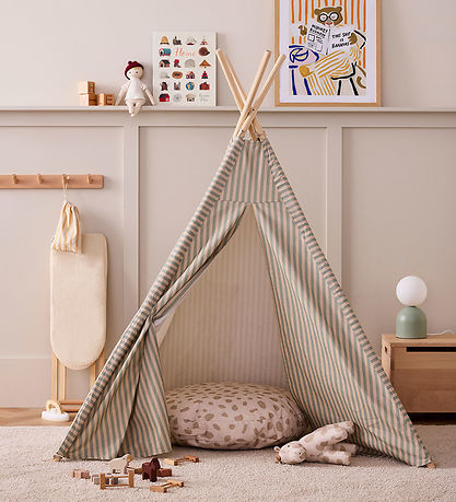 Kids Concept Lektält - Tipi Stripe - Blå/Vit