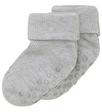 Minymo Socken - Rib - 2er-Pack - Light Grey Melange