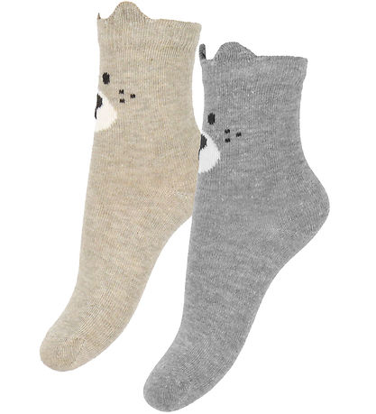 Minymo Socken - Noos - 2er-Pack - Light Grey Melange