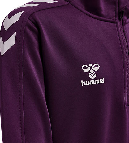 Hummel Sweatshirt - hmlCore XK Half Zip Poly - Acai/Weiß