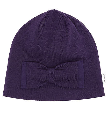 Mikk-Line Beanie - Wool/Acrylic - 2-layer - Nightshade/Bow
