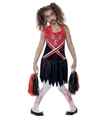 Smiffys Maskeradkläder - Zombie Cheerleader - Söt/Svart