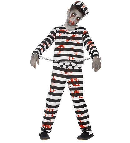 Smiffys Búningur - Zombie Convict - Svart/Hvítur
