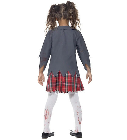 Smiffys Kostüm - Zombie-Schulmädchen - Grau/Weiß/Rot