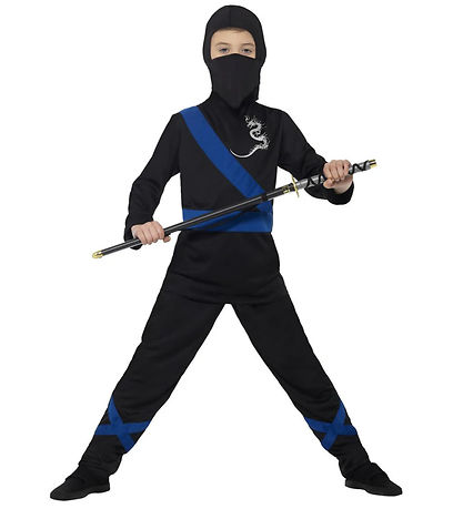 Smiffys Búningur - Ninja Assassin - Svart/Blár