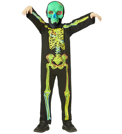 Smiffys Búningur - Green Skeleton Glow In The Dark - Multi