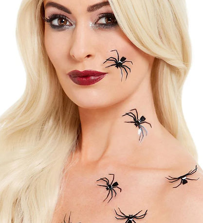 Smiffys Límmiðar - 3D Spider Límmiðar - 6 Pakki - Svart