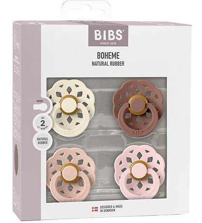 BIBS Bohemia Pacifiers - Size 1 - 4-Pack - Round - Blush Mix