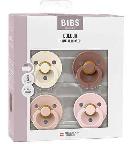 BIBS Colour Pacifiers - Size 1 - 4-Pack - Round - Blush Mix