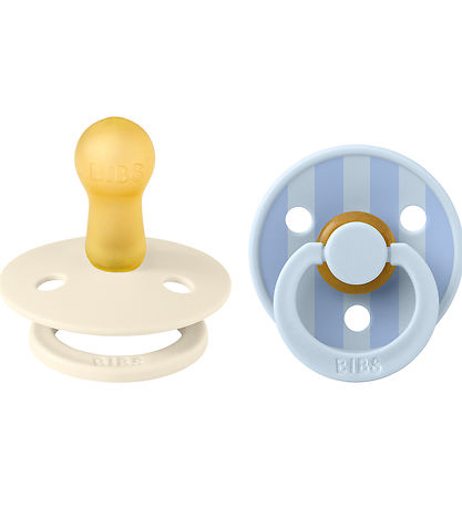 BIBS Colour Schnuller - Gr. 1 - 2er-Pack - Rund - Ivory/Baby Blu