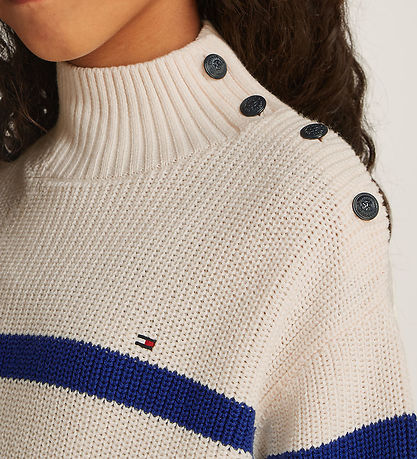 Tommy Hilfiger Blússa - Prjónað - Mock Neck - Ivory Petal/Wedge 