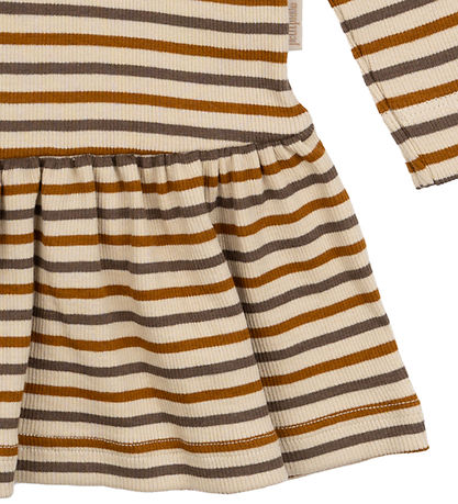 Petit Piao Klänning - Rib - Modal - Chocolate Brown/Golden Sön/D