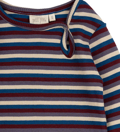 Petit Piao Samfella L/æ - Rib - Modal - Dark Cherry Multi Stripe