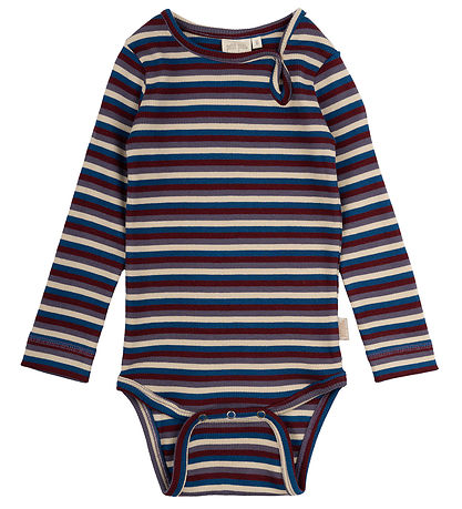 Petit Piao Samfella L/æ - Rib - Modal - Dark Cherry Multi Stripe