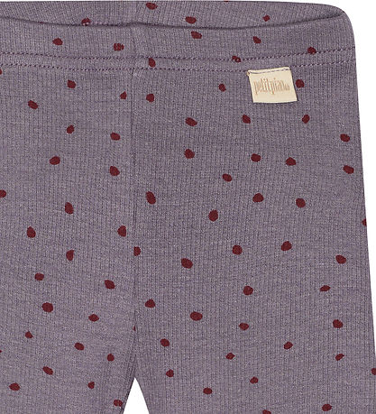 Petit Piao Leggings - Rib - Modal - Dusty Violet Dot