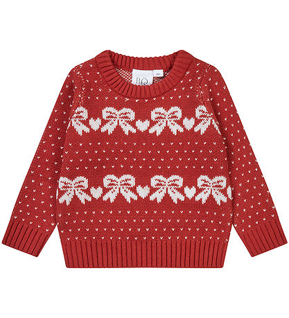 Flöss Bluse - Strick - Noe - Rot/Off White Bow