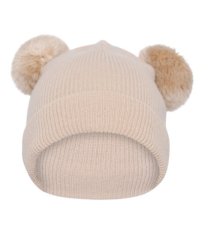 MP Beanie w. Pompons - Knitted - Wool - Bergen - Ecru