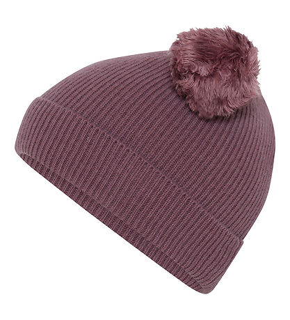 MP Beanie w. Pompons - Knitted - Wool - Grape Shake