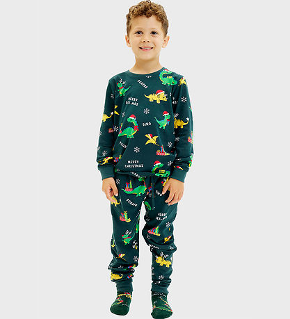 Jule-Sweaters Pyjamas - Dino Jul - Grön