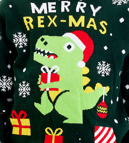 Jule-Sweaters Blússa - Sweet Jólin Dino - Grænt