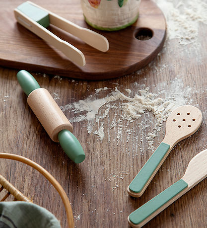 Sebra Wooden Toy - Kitchen utensil set - Green