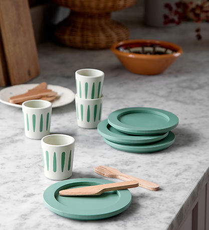 Jouet en bois Sebra - Set de Vaisselle à 4 - Vert