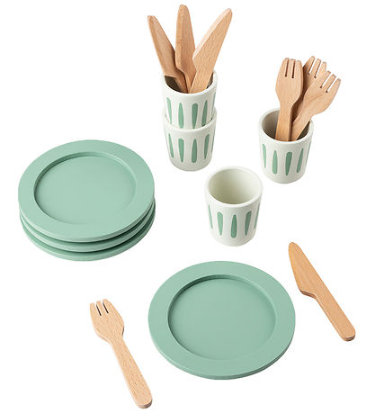Jouet en bois Sebra - Set de Vaisselle à 4 - Vert