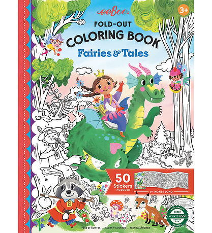 Eeboo Fold Out Colouring Book w. Stickers - Fairies And Fairy Ta