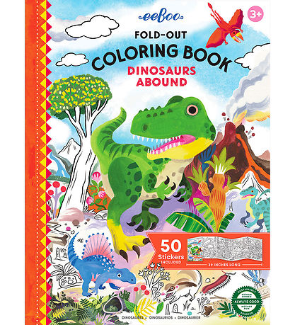 Eeboo Fold Out Colouring Book w. Stickers - Dinosaurs