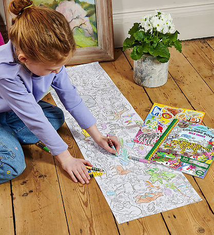 Eeboo Fold Out Colouring Book w. Stickers - Wild Animals