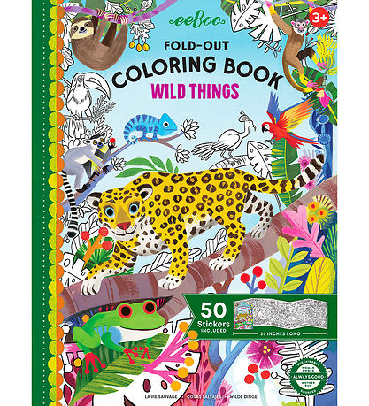 Eeboo Fold Out Colouring Book w. Stickers - Wild Animals