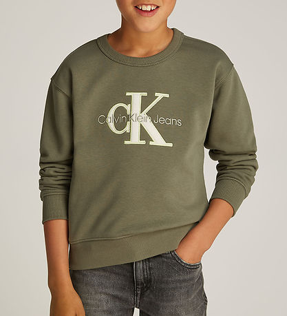 Calvin Klein Sweatshirt - Outlined Mono Relaxed - Dusty Olive