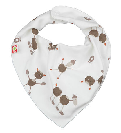 Katvig Teething Bib - Off White w. Chestnut figures