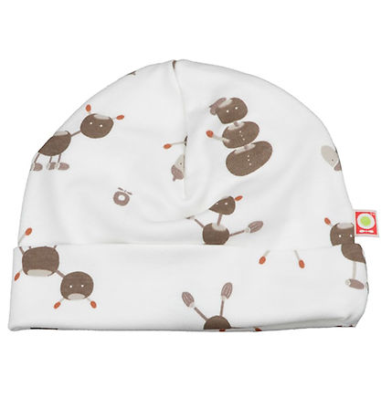 Katvig Beanie - Off White w. Chestnut figures