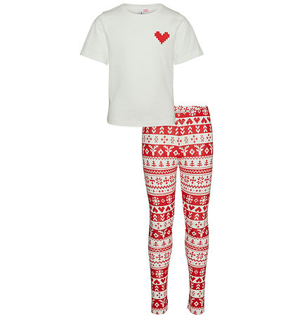 Vero Moda Girl Pyjama Set - 2 Parts - VmChris - Chinese Red/Hear