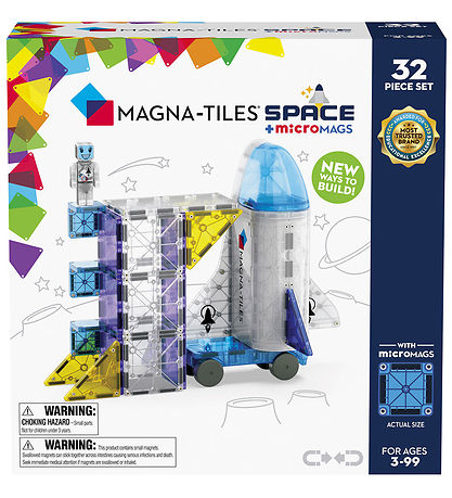 Magna-Tiles Segulsett - 32 Partar - Space + MicroMAGS