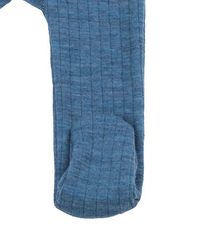 Joha Leggings w. Feet - Wool - Denim Blue