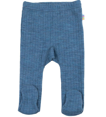 Joha Leggings w. Feet - Wool - Denim Blue