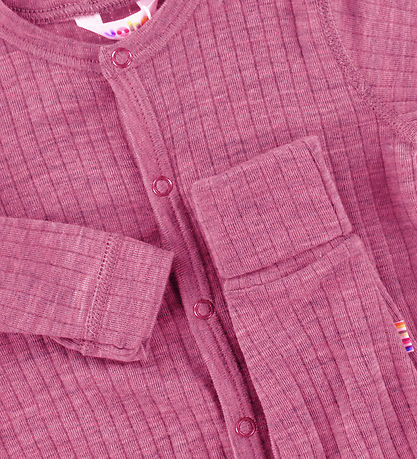 Joha Nightsuit w. Feet - Wool - Raspberry