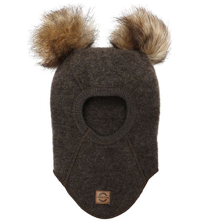 Mikk-Line Balaclava - Ull - 1-lag - Dark Brown Melange m. Kvas