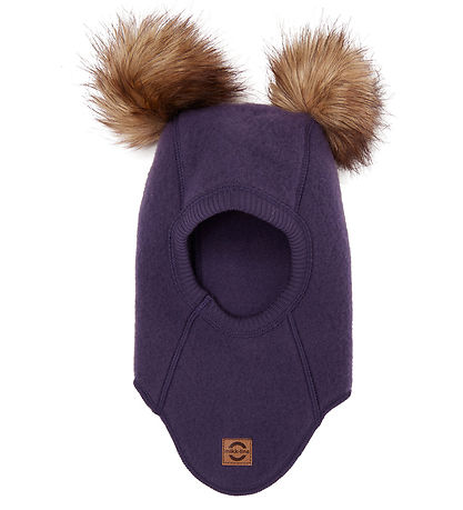 Mikk- Line Balaclava - Wool - Single Layer - Nightshade w. Pom-P