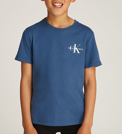 Calvin Klein Stuttermabolur - Bringaeinleikur - Ensign Blue