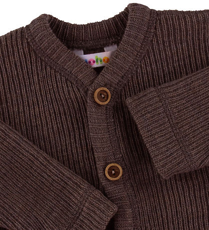 Joha Cardigan - Stickad - Ull - Mörkbrun